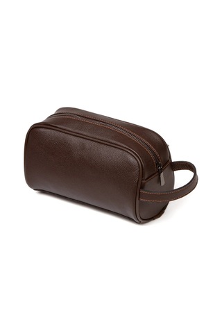 Tuldar Erkek Deri Portföy Clutch Traş Kozmetik Bakım Ve Günlük El Çantası Tul374 Kahverengi - Siyah