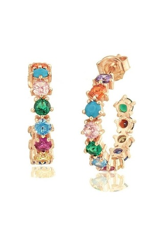 Masaliko Polibon Gümüş Küpe - 925 Ayar Gümüş, Zarif Küpe Altın