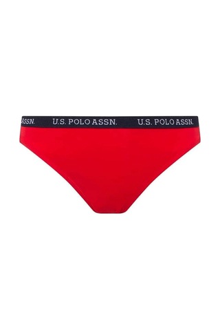 U.S. Polo Assn. Kadın Kırmızı Kalın Kenarlı Lastikli Bikini Alt Kırmızı
