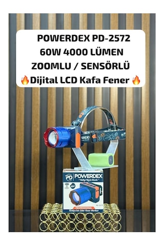 Powerdex Pd-2572 60w & 4000 Lümen Profesyonel Zoomlu Sensörlü Dijital Lcd Kafa Feneri Siyah Powerdex Pd-2572 60w & 4000 Lümen Profesyonel Zoomlu Sensörlü Dijital Lcd Kafa Feneri Siyah