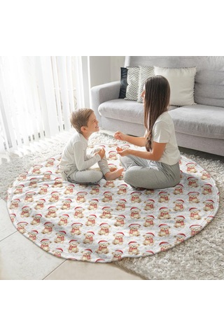 Noel Desenli 47 İnç Yuvarlak Flanel Battaniye, Yetişkin Ve Çocuk İçin, Yumuşak, Rahat Ve Hafif Noel Bayramlık Ayı