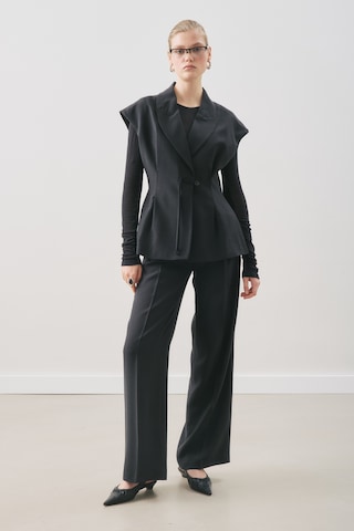 Dökümlü Tencel Pileli Pantolon Siyah Siyah