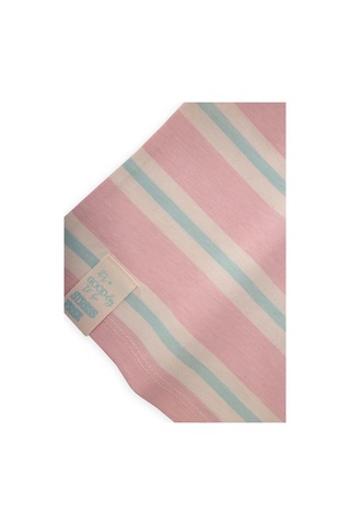 Cigit Çizgili Kız T-shırt 2-10 Yaş Pembe Mavi Çizgili Pembe Mavi Çizgili