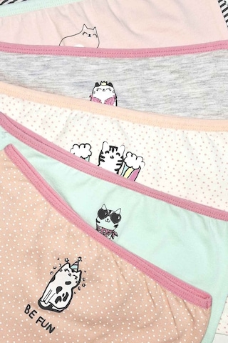 Sebatingo Kız Çocuk Pembe Pamuklu Boxer 6'lı Paket Çok Renkli