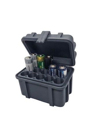Aa Pil Saklama Kutusu 3d Baskı Taşıma Kutusu 15'li Pil Organizer Kutu Gri