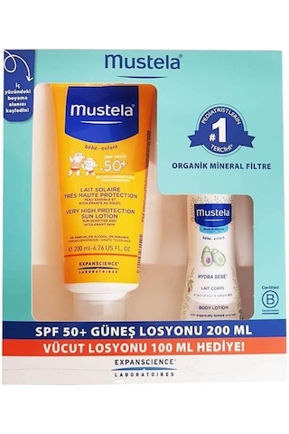 Mustela Güneş Losyonu Spf50 200 Ml + Mustela Hydra Bebe 100 Ml