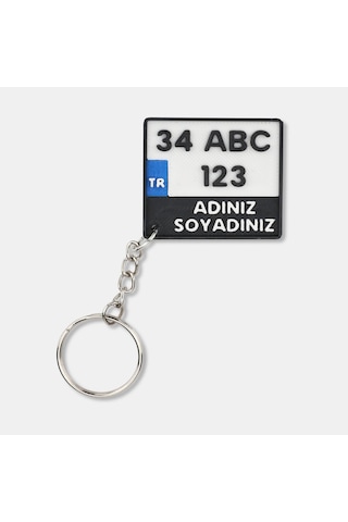 2 Adet Kişiye Özel Plaka Anahtarlık Seti - 1 Kare + 1 Standart Mavi İsim Yazılı Avantajlı Paket