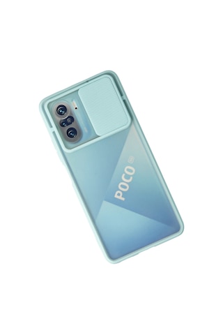 Newface Xiaomi Poco F3 Kılıf Palm Buzlu Kamera Sürgülü Silikon - Turkuaz Turkuaz