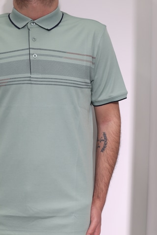 Santa Dmctekstil Erkek Desenli Spor Kesim Rahat Kalıp Cepsiz Polo Yaka T-shirt Yeşil