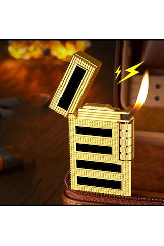Dupont Tarzı Özel Şık Tasarım Çizgili Metal Çakmak