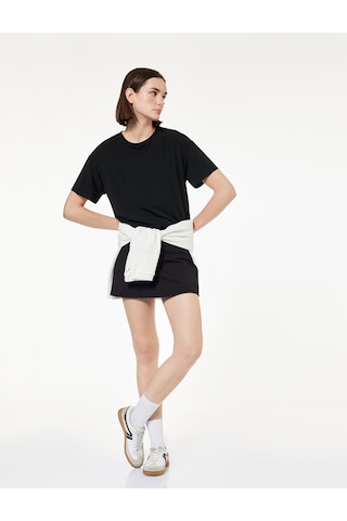 Koton Rahat Kalıp Kısa Kollu Bisiklet Yaka Basic Spor Tişört Siyah 7wak10017nk