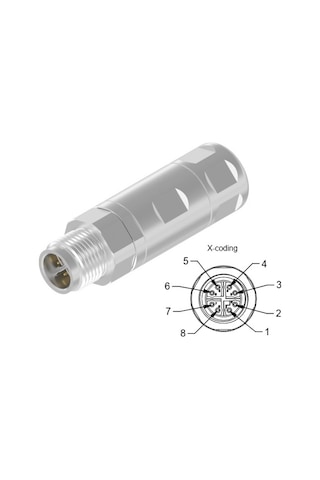 M12 8 Pin X Kod Erkek Düz Konnektör Conec 43-00418