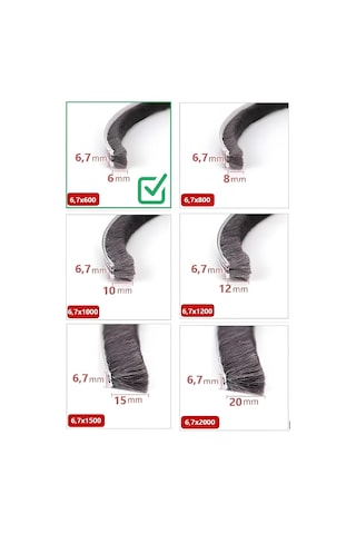 Cam Balkon, Sürgülü Kapı Fitili, Kıl Fitil Taban 6,7 Mm, Yükseklik 6 Mm, Uzunluk 10 Metre 67x600 Diğer