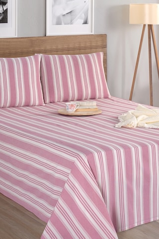Eponj Home Sport Çizgili Çarşaf + Yastık Kılıfı Seti Tek Kişilik Soft Line Bordo Bordo