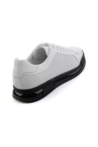 Beyaz Hakiki Deri Erkek Sneaker E01958176643 Beyaz