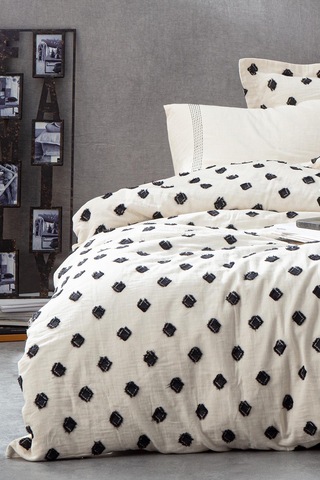 Ecocotton İmre Siyah Çift Kişilik %100 Organik Pamuk Müslin Nevresim Takımı