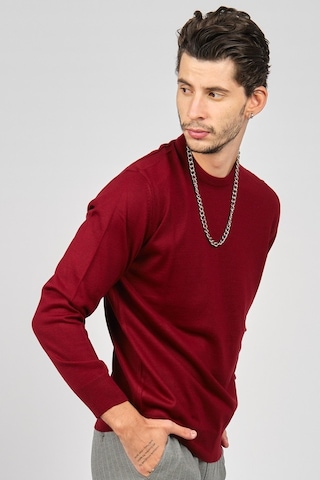 Pave Erkek Bisiklet Yaka Yün Kazak 4536063 Bordo Bordo