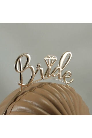 Partivitrini Bride Tek Taş Rose Gold Renk Metal Bekarlığa Veda Partisi Taç