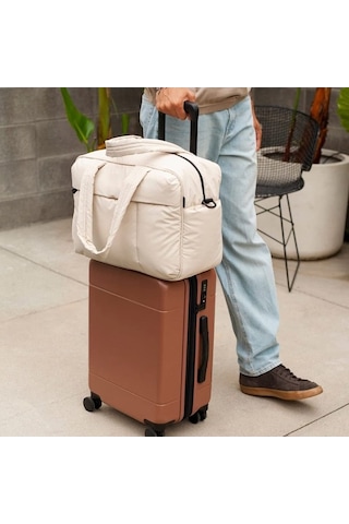 Didadodo Kadınlar İçin Şişme Spor Çantası - Ayakkabı Bölmeli Geniş Hacimli Seyahat Çantası Beyaz Beyaz