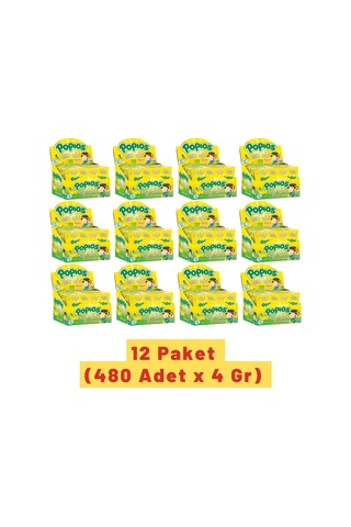 Hleks Patlayan Şeker Popios 4 gr 40 Adet Muzlu 12 Paket (Toplam 4
