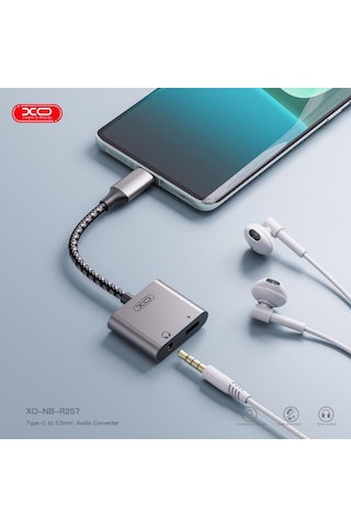 Type-c To 3.5mm Aux Ve Şarj Girişli 2 İn 1 Kulaklık Ses Dönüştürücü Adaptör