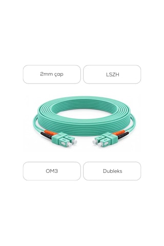 Alfafonet Sc/pc-sc/pc Multimode Om3 Dupleks 10 Metre Fiber Patch Cord