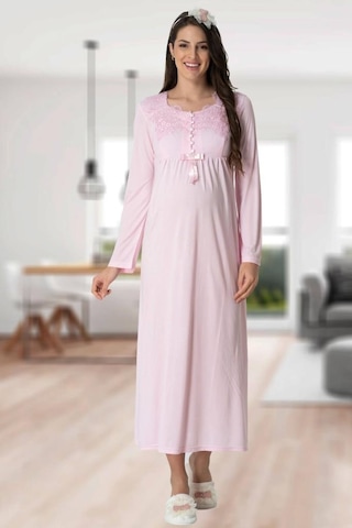 Mecit Pijama Mecit 1924 Bayan Hamile Lohusa Pembe Sabahlık Gecelik Pijama 001