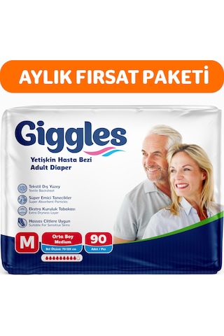 Giggles Yetişkin Bel Bağlamalı Hasta Bezi Medium 3 x 30'Lu