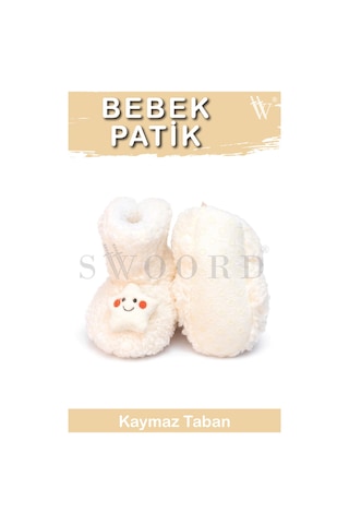 Swoord Peluş Astarlı Ve Yüzeyli Kaydırmaz Taban Çocuk Patik Çocuk Panduf Bej