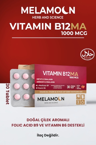 B12, B6 Ve Folik Asit: Sinir Sistemi, Kan Oluşumu Desteği 1000mcg 30'lu
