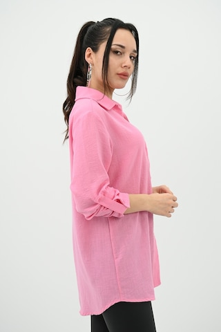 Koza Butik Kadın Keten Cep Detaylı Gömlek 1732-24 001