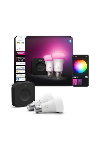 Philips Huewca 9w E27 Renkli Akıllı Ampul 2'li Pro Başlangıç Seti Bridge Pro V3 Dahildir Çok Renkli