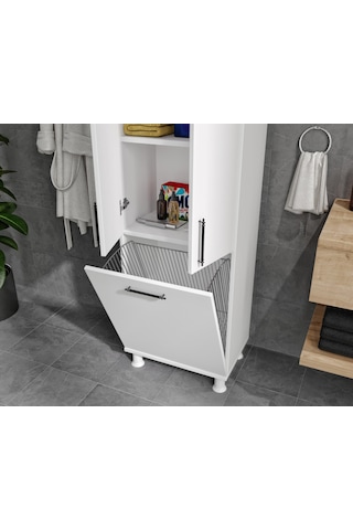 Sezar Kirli Sepetli Banyo Dolabı Çok Renkli
