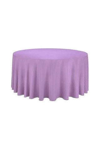 Düğün Partisi İçin Beyaz Siyah Kırmızı Mavi Altın Çap 260cm Açık Mor Polyester Yuvarlak Masa Örtüsü Diğer