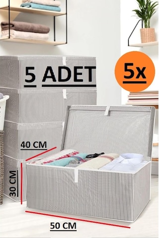 Daisyhome 5 Adet Kapaklı Kutu Hurç Maxi Boy 50 40 30 Çok Amaçlı Kutu Hurç