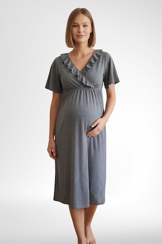 Mecit Pijama Mecit 6404 Füme Hamile Lohusa Sabahlıklı Gecelik Takım