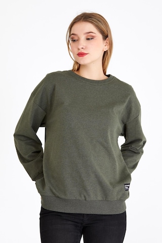 Comeor Kadın Haki Basic Bisiklet Yaka Regular Fit Rahat Sweatshirt 001
