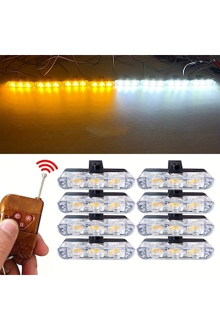Xuweiwei 3 Led 8 Adet Uzaktan Kumandalı Sarı Beyaz Araba Led Işık Ön Çamaşır Askısı Lambası 12v Utv Atv Kamyonlar İçin Dekoratif Aydınlatma