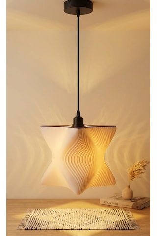 Neslidekor Modern 3d Tasarım Geometrik Sarkıt Abajur - Antre Ve Salon Tipi Avize - Beyaz Beyaz