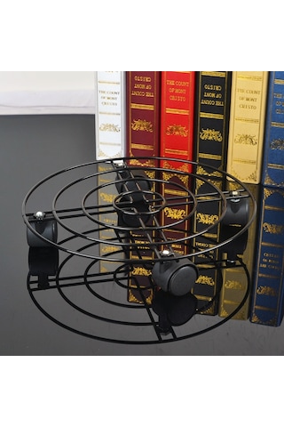 Sones Demir Bitki Saksı Standı Evrensel Tekerlek Hareketli Yuvarlak Saksı Rafı, Çap: 30cm Siyah