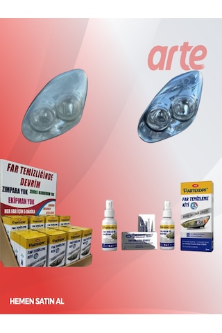 Partex Far Temizleme Kiti Far Parlatma & Temizleme Seti Sararma & Matlaşma  Araba & Mo