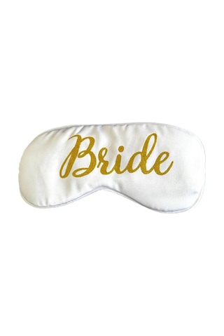Caş Dekorasyon Beyaz Renk Bride Yazılı Saten Uyku Bandı Beyaz