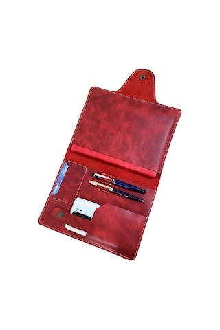 Nyc Giyim Tekstil Hakiki Crazy Dana Derisi El Dikişli Tablet Organizer Çanta, Bordo, 13 Inç Tablet Için Ideal, Toplantı Ve Seyahat Düzenleyici Kapaklı Kılıf