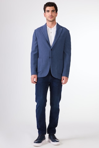 Dufy Mavi Erkek Slim Fit Desenli Mono Yaka Ceket - 95376 Mavi