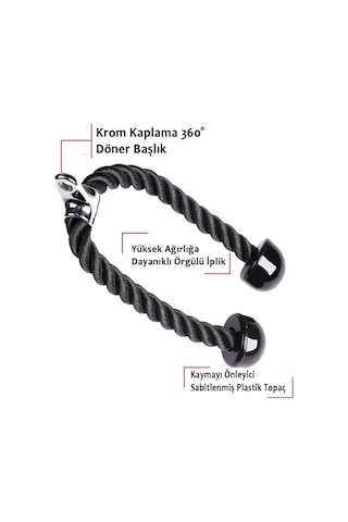 Hummel Krom Kaplama Çelik Kopçalı Profesyonel Triceps Çekiş Halat