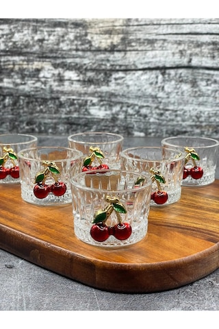 6 Lı Cam Pinterest Kiraz Kirazlı Mini Kase Kahve Yanı Lokumluk