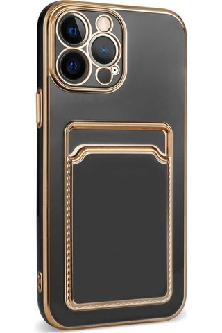 Zeyline Apple Uyumlu iPhone 13 Pro Max Zore Bark Kartlıklı Kapak-siyah