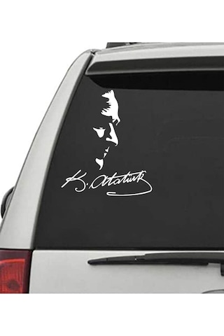 Ulu Önder Mustafa Kemal Atatürk Araç, Araba, Oto, Motorsiklet, Kask, Laptop, Cam Sticker 23x20 Cm
