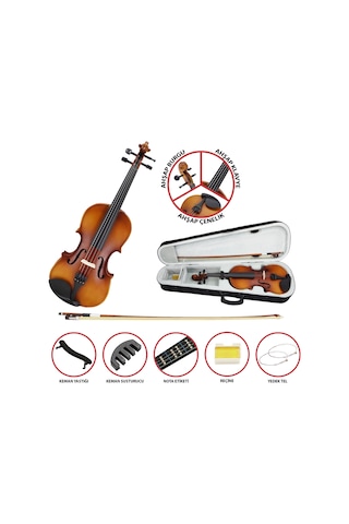 Jwin Vl-800s 4/4 Çantalı Tam Boy Keman Seti - Mat Ahşap
