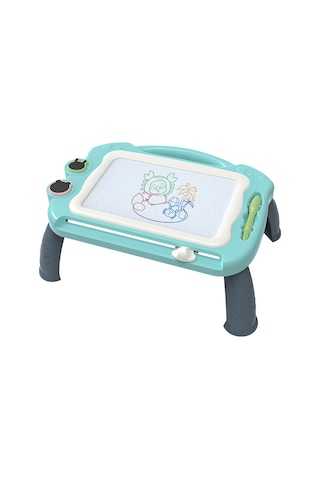 Hombey Çocuklar İçin Mıknatıslı Boyama Tahtası, 4 Renkli Alan, Silgi Ve Damgalar, Katlanabilir Ayaklı, Plastik Materyal, 1-3 Yaş Arası Mavi